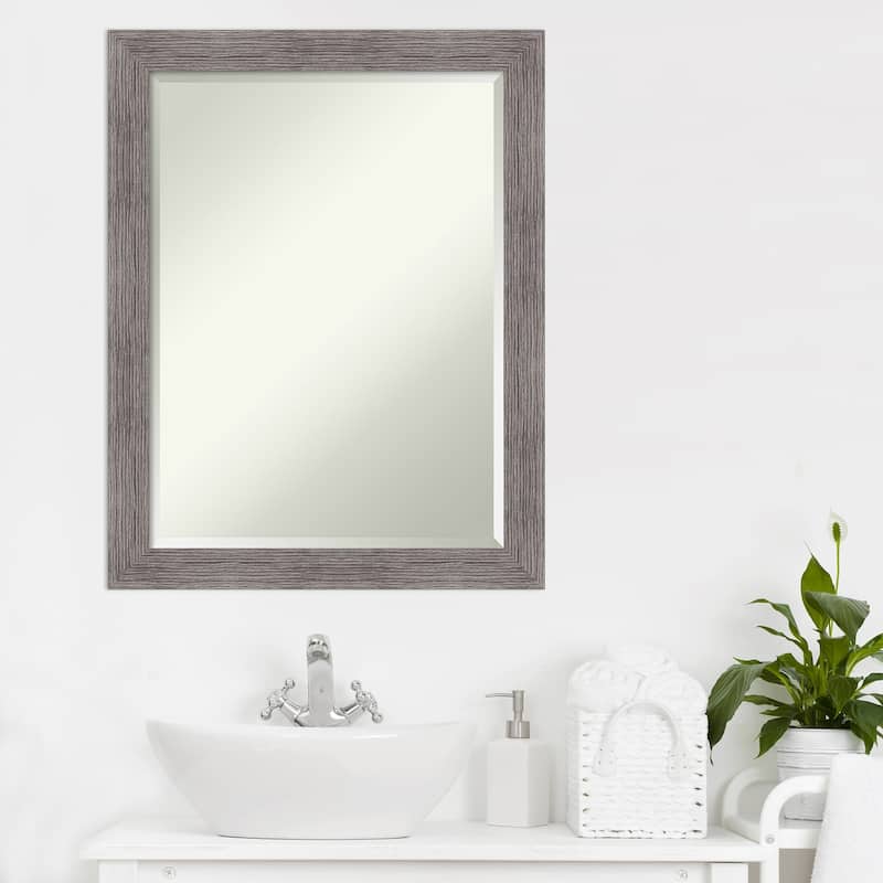 Beveled Bathroom Wall Mirror - Pinstripe Frame