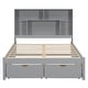 preview thumbnail 10 of 28, Full Size Platform Bed with Storage Headboard and 2-Drawers, Grey