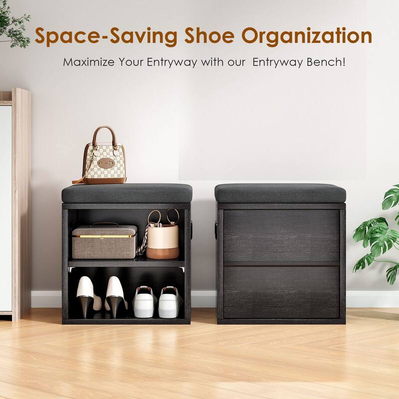 Small Shoe Bench for Entrywaywith Cushion Shoe Bench with Storage and Seating