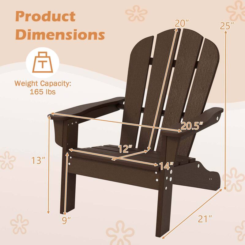 Costway Kids Adirondack Chair with High Backrest Armrests Fire Pit - See Details