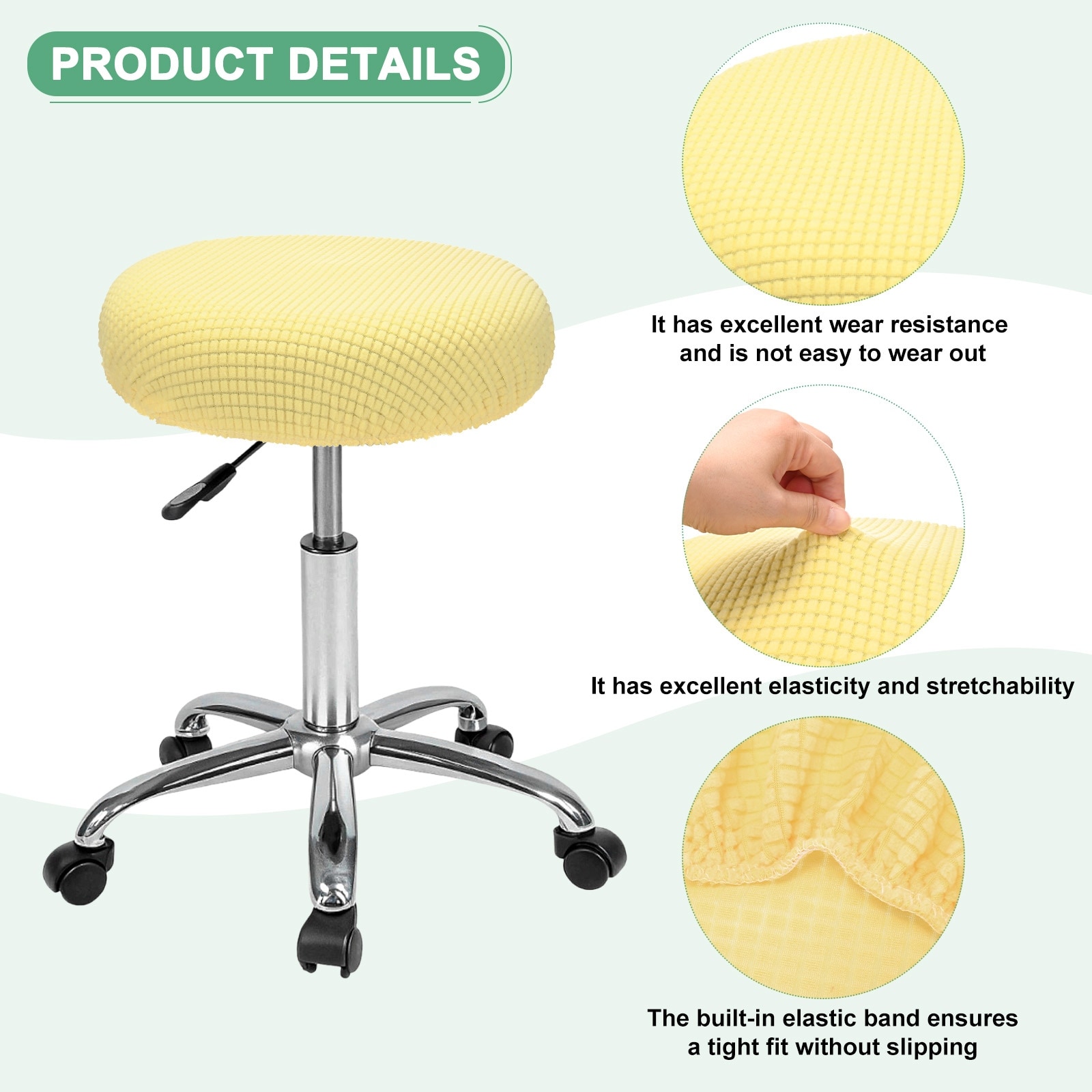 Bar Stool Covers Round Polyester Corn Grid Seat Covers with Elastic Bands