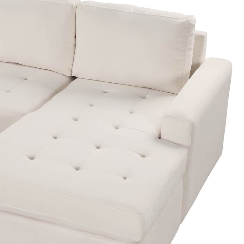 108.3'' Spacious U-Shape Sectional Sofa for 6, Pull-Out Bed, Lounge Chair with USB & Type-C Ports