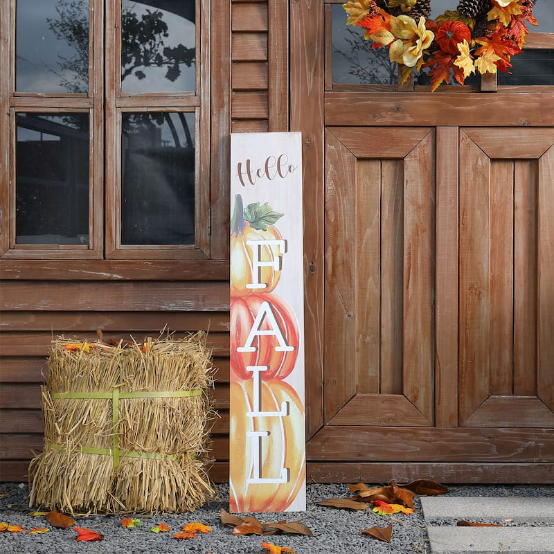 Glitzhome 42"H Fall Thanksgiving Wooden Pumpkin Porch Sign