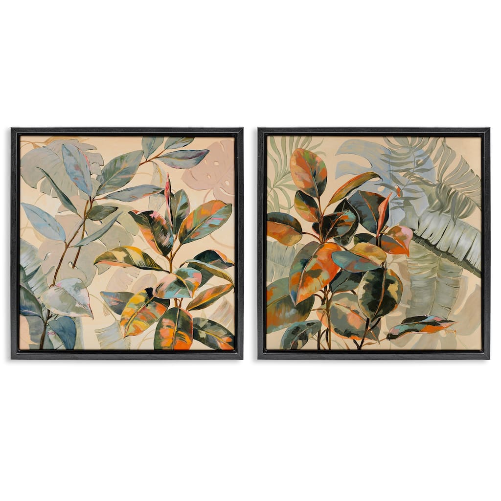 Stupell Neutral Tropical Organics Framed Floater Canvas Wall Art Design By Dusza (Set of 2)