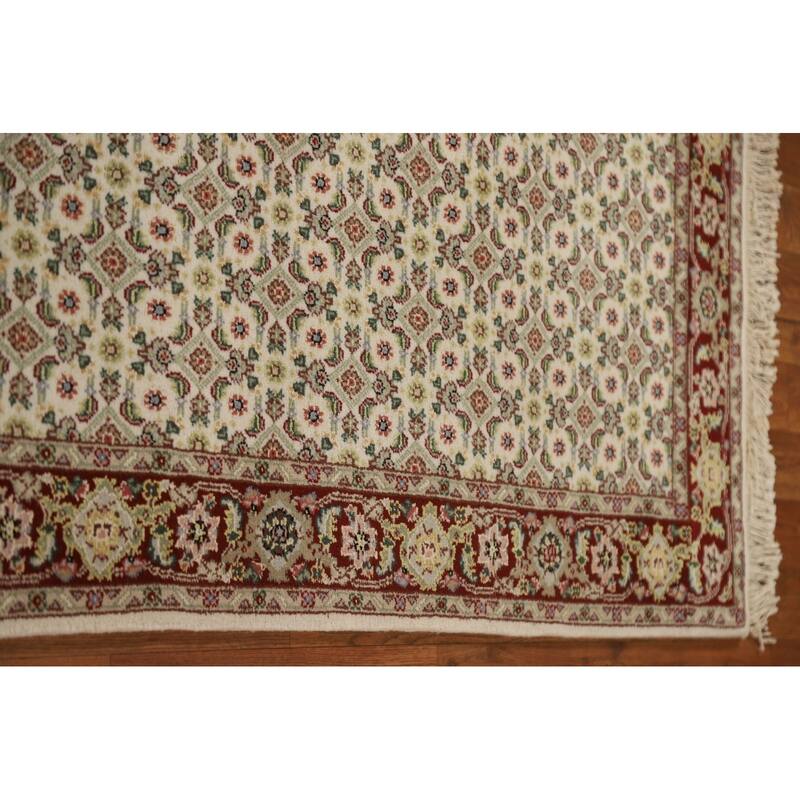 Hand Knotted Oriental 100% Wool Carpet Traditional Floral Beige & Ivories Tabriz Runner Rug - 20' 2'' X 2' 5''