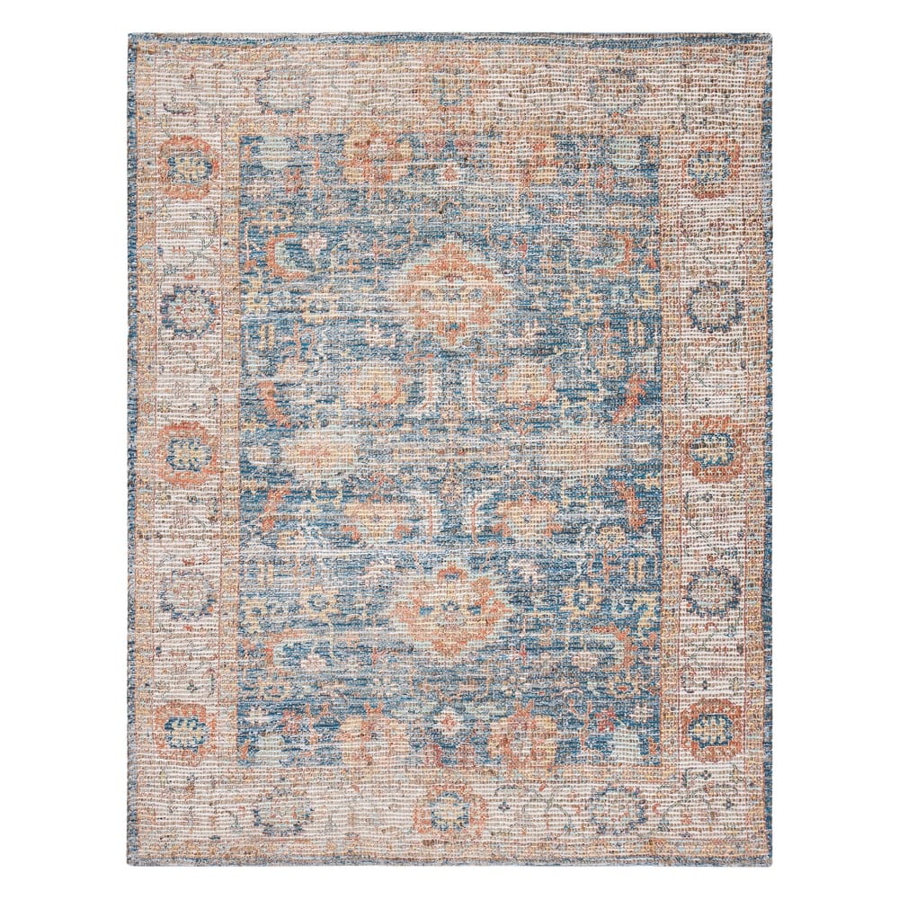 Jani Lucy Blue Floral Jute/Chenille Area Rug