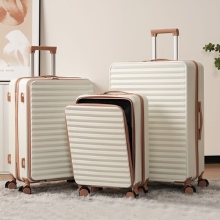 Cream White Multifunctional 4 Piece Luggage Sets with 20/24/28