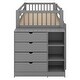 preview thumbnail 9 of 7, Pine Wood and MDF Twin-over-Twin Bunk Bed with Attached Cabinet and Shelves Storage - Space Saving and Modern Style