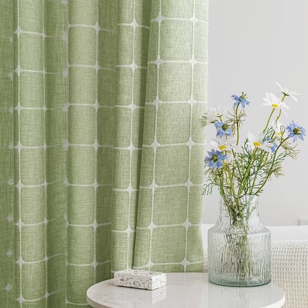 No Hook Geometric Tassels Shower Curtain with Snap-in Liner - Sage