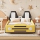 preview thumbnail 11 of 18, Race Car-Shaped Platform Bed Twin Size Bed Frame Stylish Kids Bed Anti-collision PU Leather Upholstered with Wood Slat Support Yellow - Twin