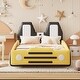 preview thumbnail 11 of 18, Twin Size PU Leather Platform Bed,Race Car Shaped Bedframe with Wheels Yellow - Twin