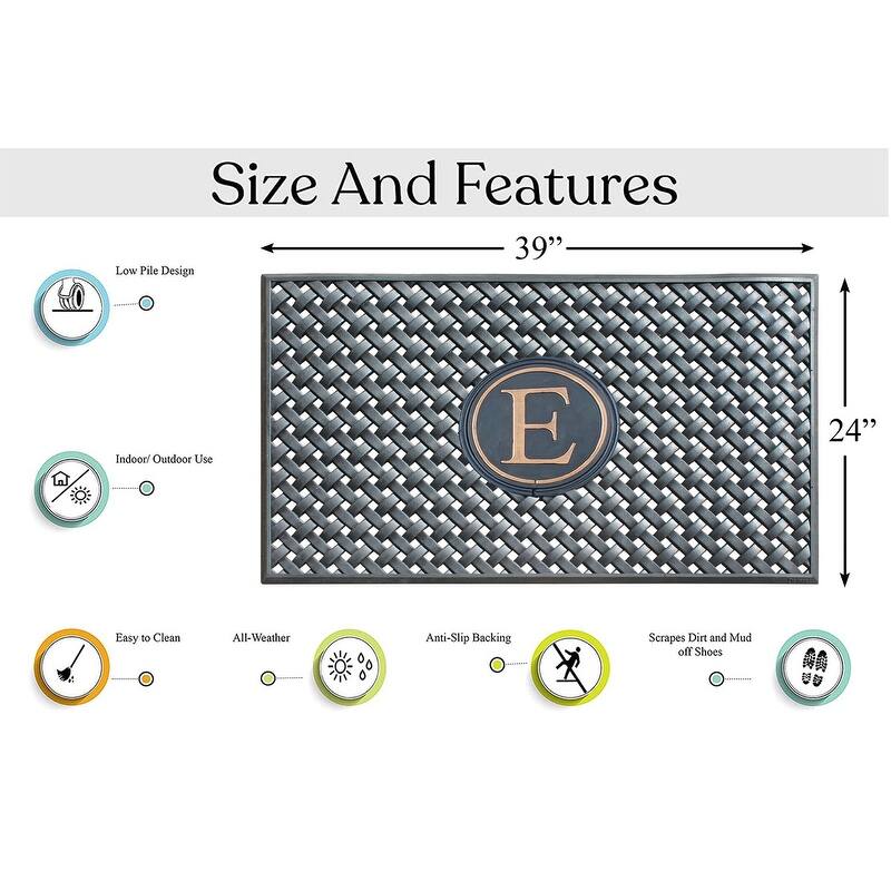 A1HC 100% Pure Rubber Monogrammed Front Door Mat 24" x39" Indoor Outdoor Doormat