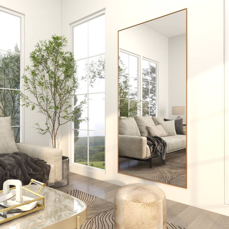 CosmoLiving by Cosmopolitan Gold Metal Room Wall Mirror with Thin Frame