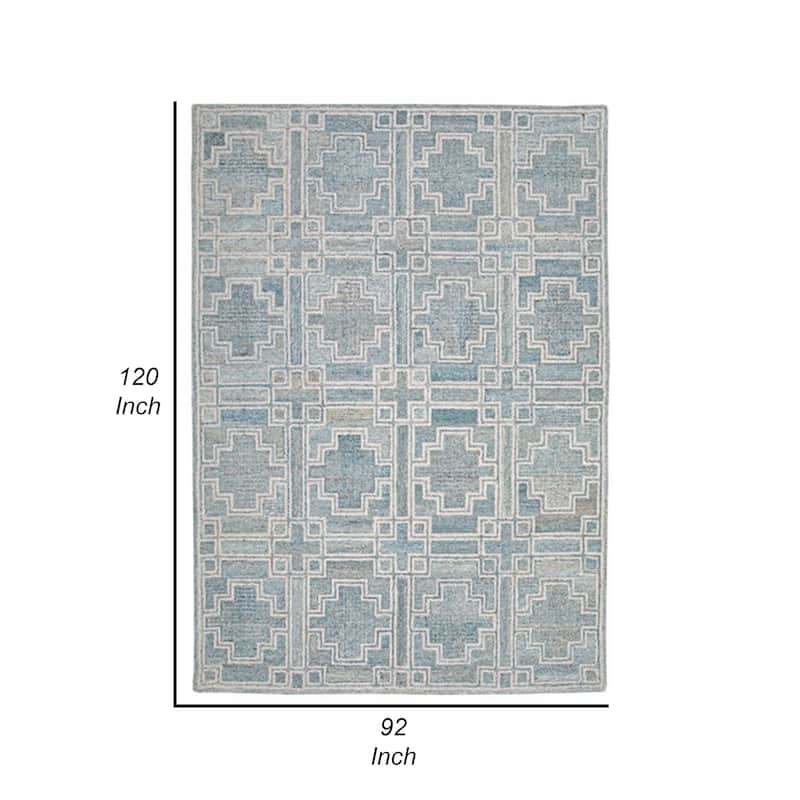 Lesy 8 x 10 Large Area Rug, Hand Tufted Geometric Design, Gray, Ivory Wool - 8 x 10
