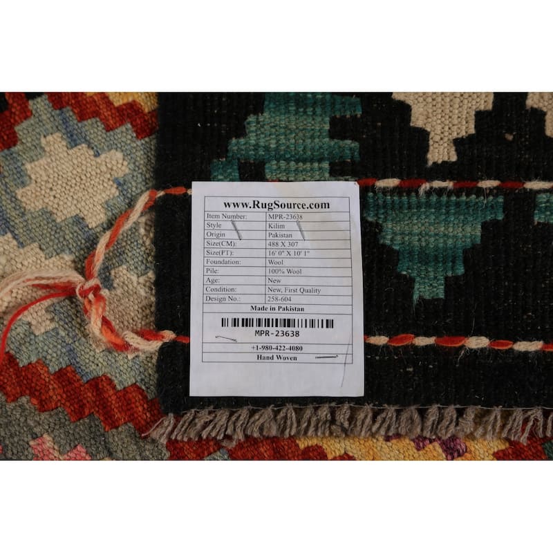 Ll-Over Trellis Kilim Oriental Large Rug Handmade Wool Carpet - 10'1"x 16'0"