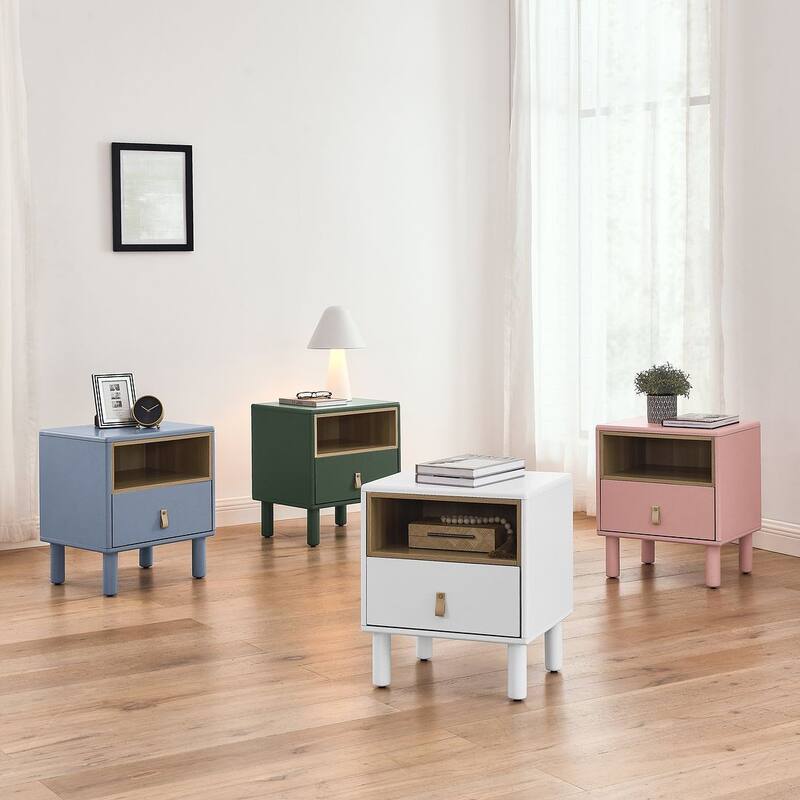 Modern Compact Wooden Single Drawer Nightstand