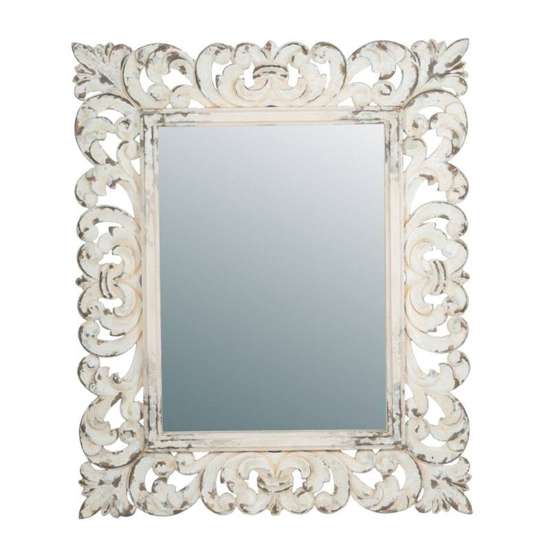 54.25" White ctry Chic Style Wooden Framed Wall Mounted Mirror