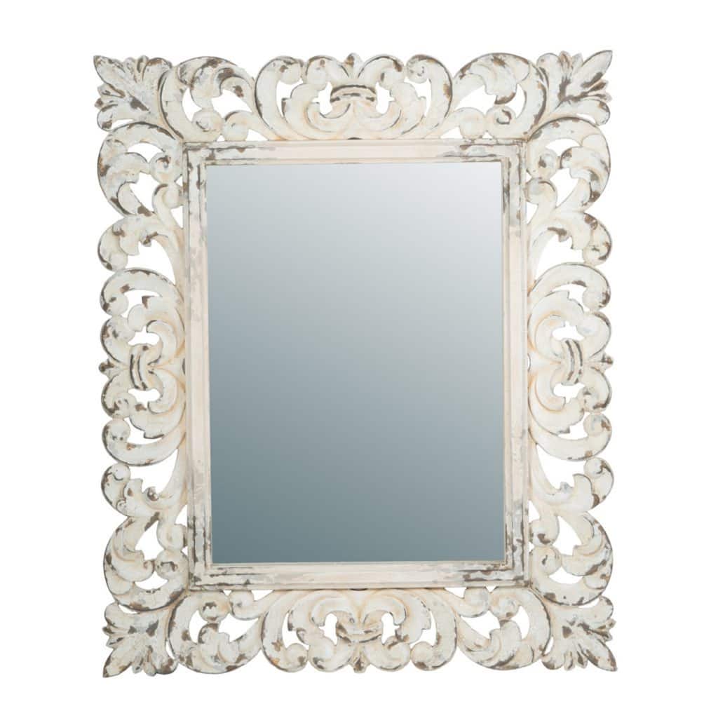 54.25" White ctry Chic Style Wooden Framed Wall Mounted Mirror