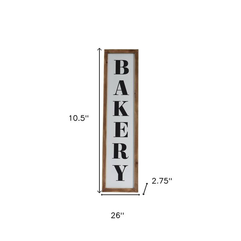 HomeRoots 11" X 26" Black Brown And White Reversible Kitchen Wood Hanging Wall Decor