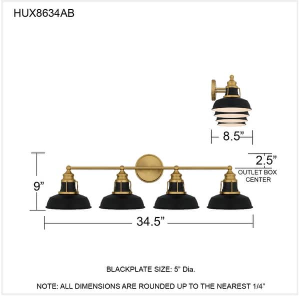 Huxley 4-Light Aged Brass Bath Light