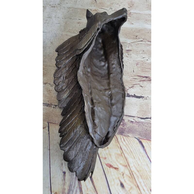 Native American Indian Warrior In Bear Skin Headdress Bronze Statue Sculpture Figure 22 Inches X X11 Inches