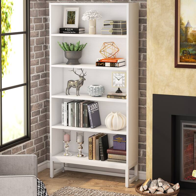 70.8 Inches Tall Bookcase and Bookshelf, 5-Tier Large Bookcases - 11.81"D x 31.5"W x 70.87"H