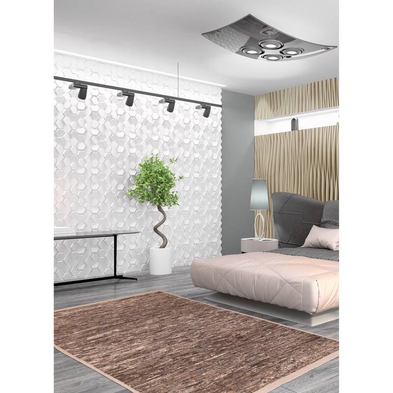 ECARPETGALLERY Hand-knotted Pak Finest Marrakesh Dark Brown Wool Rug - 7'10 x 10'3