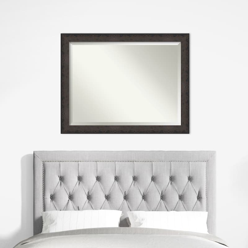 Dappled Beveled Wood Framed Wall Mirror