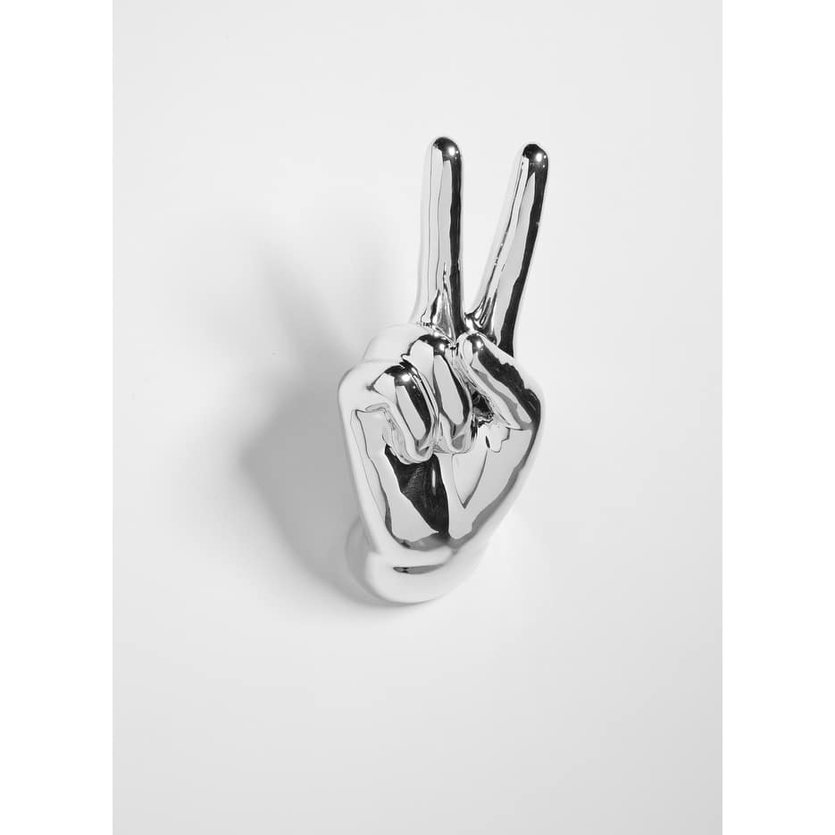 Interior Illusions Plus Silver Peace Hand Wall Mount - 9" tall