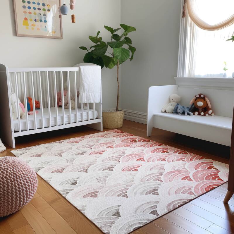 Premium Washable Super Soft Modern Sunrise Mayfield Rug - Red - 2' 6" x 3' 10" - Rectangle