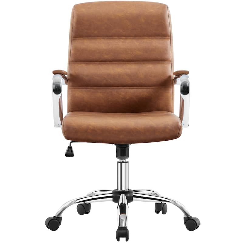 Yaheetech Adjustable Mid-Back Faux Leather Swivel Office Chair with Height-Adjustable Seat