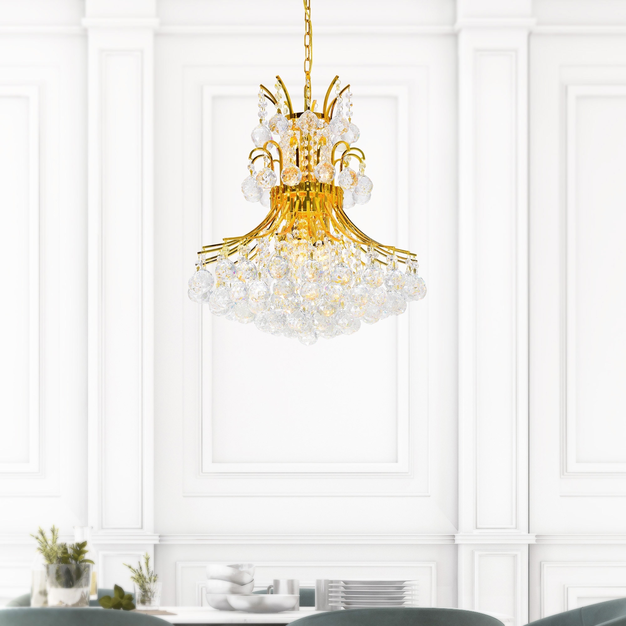CWI Lighting Princess 8 Light 20in Gold Down Chandelier