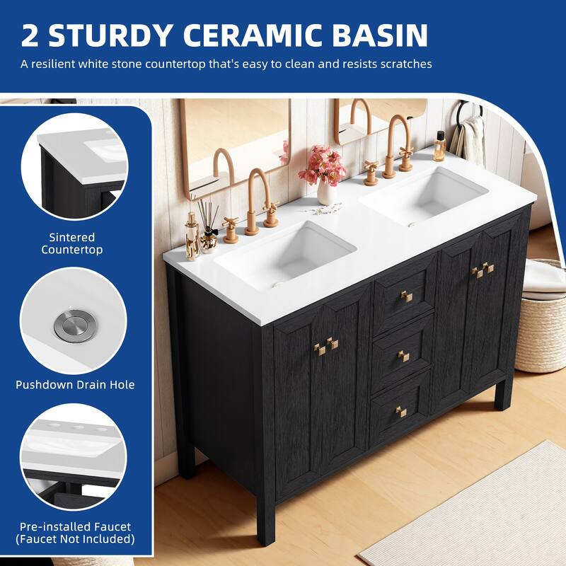 Moasis 47" Double Bathroom Vanity with Sink Set