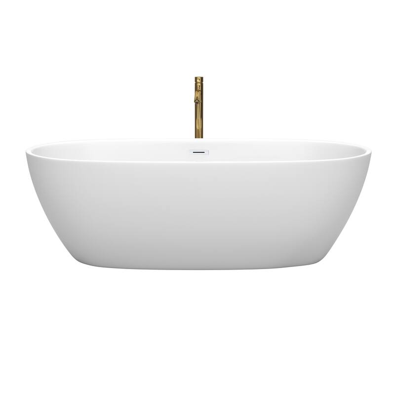 Wyndham Collection Juno 71-Inch Matte White Freestanding Tub w/ Faucet