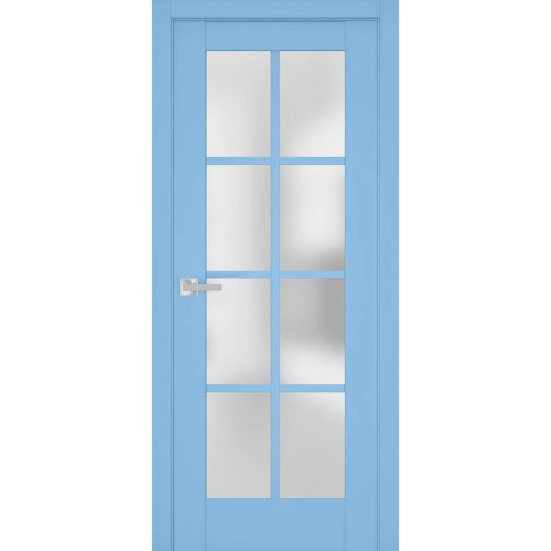 SartoDoors Veregio 7412 | Interior French Doors French Door | Solid Wood w/ Glass | Slab Only | 18x80, Antracite - Blue - 36 x 84
