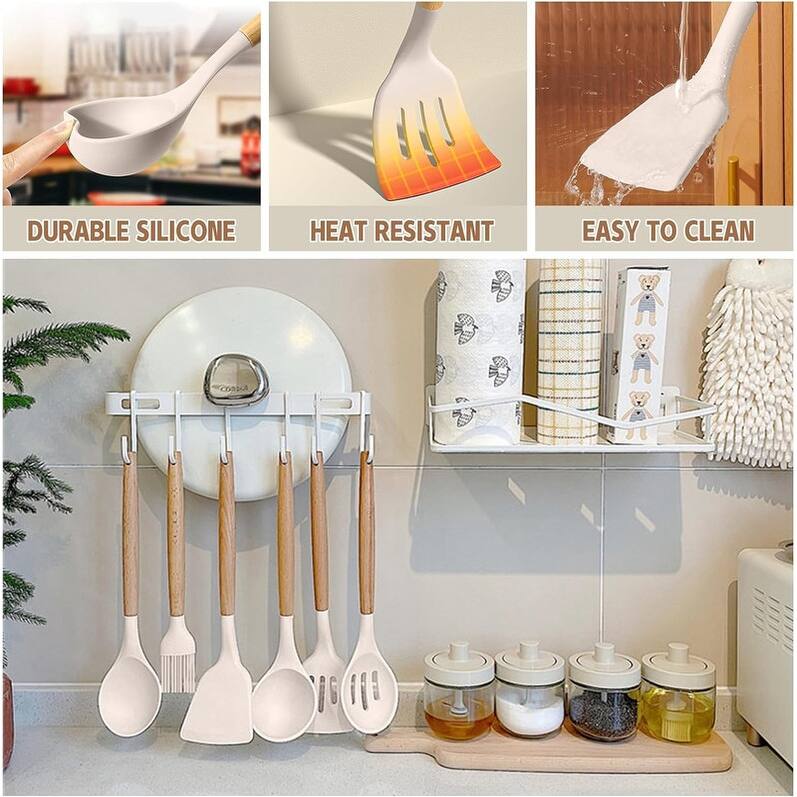Kitchen Cooking Utensils Set, 33 pcs Non-Stick Utensils Spatula Set with Holder