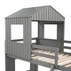 preview thumbnail 29 of 39, Full double wooden bed with slide and guardrail, antique grey
