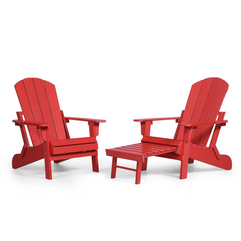 Seaton Folding Poly Adirondack Chair with Pull-out Ottoman, Set of 2