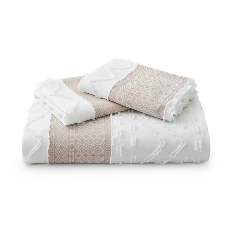 3-Piece Textured Stripe Geometric Oversized Stylish Duvet Cover Set