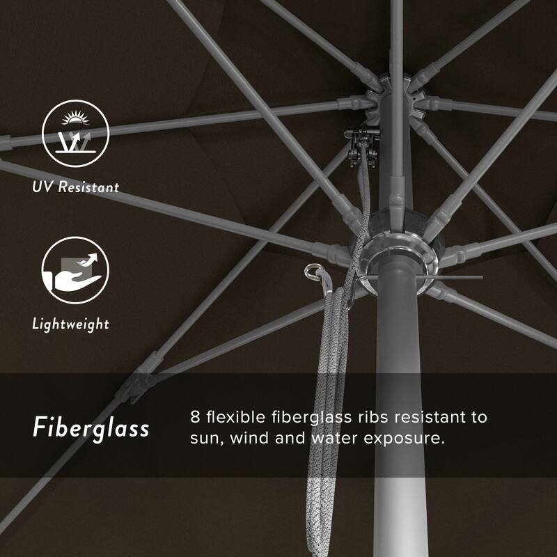 California Umbrella 11' Venture Series Patio Umbrella, Silver Aluminum Pole Fiberglass Ribs Pulley Lift Sunbrella