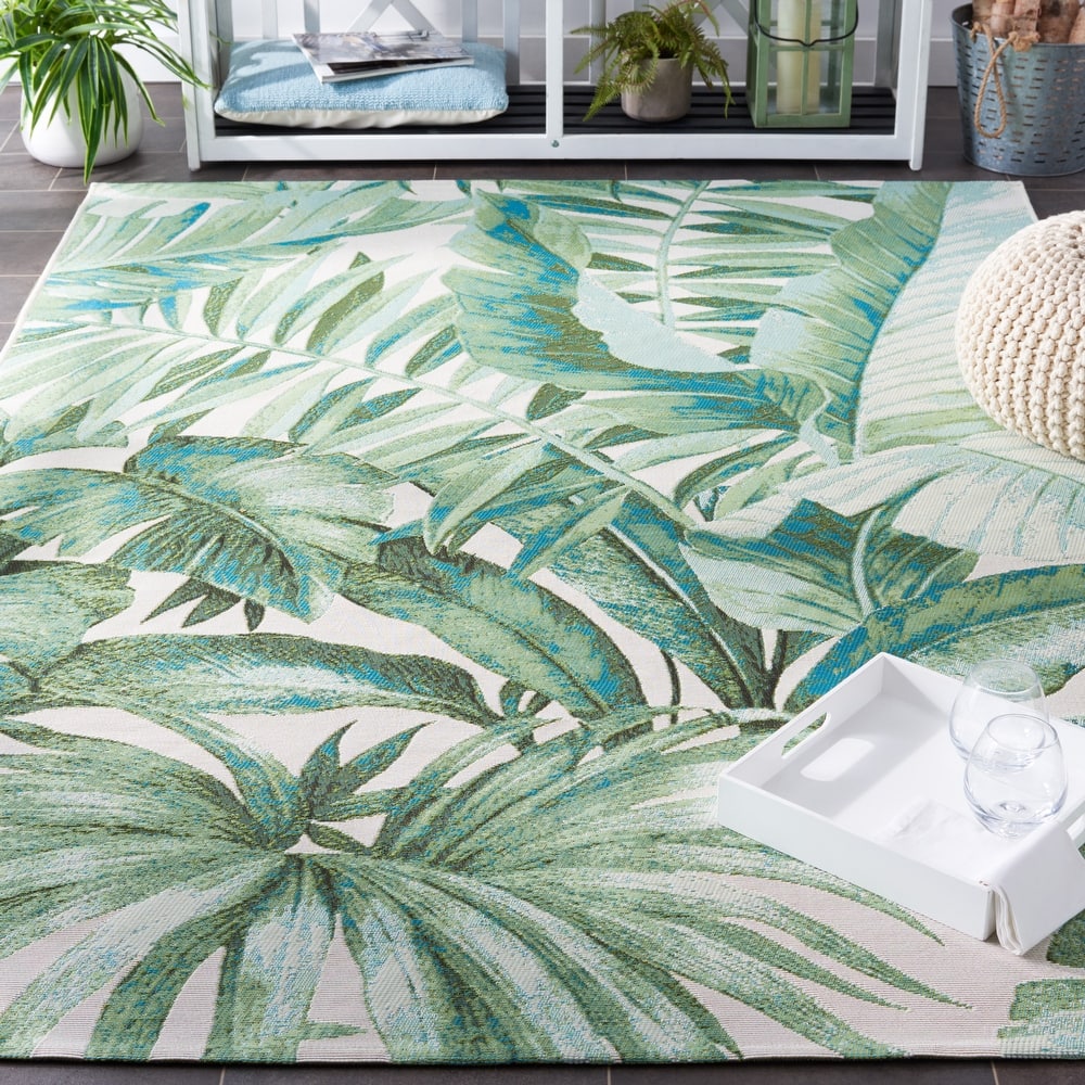 SAFAVIEH Barbados Floricica Tropical Indoor/Outdoor Waterproof Rug
