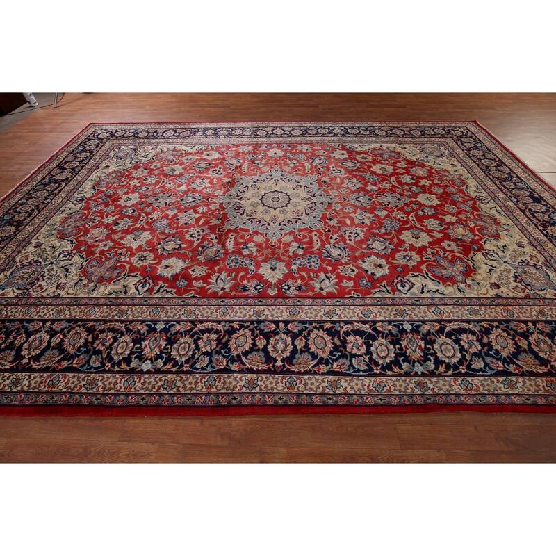 Traditional Najafabad Vintage Persian Rug Hand-Knotted Wool Carpet - 9'4" x 13'2"