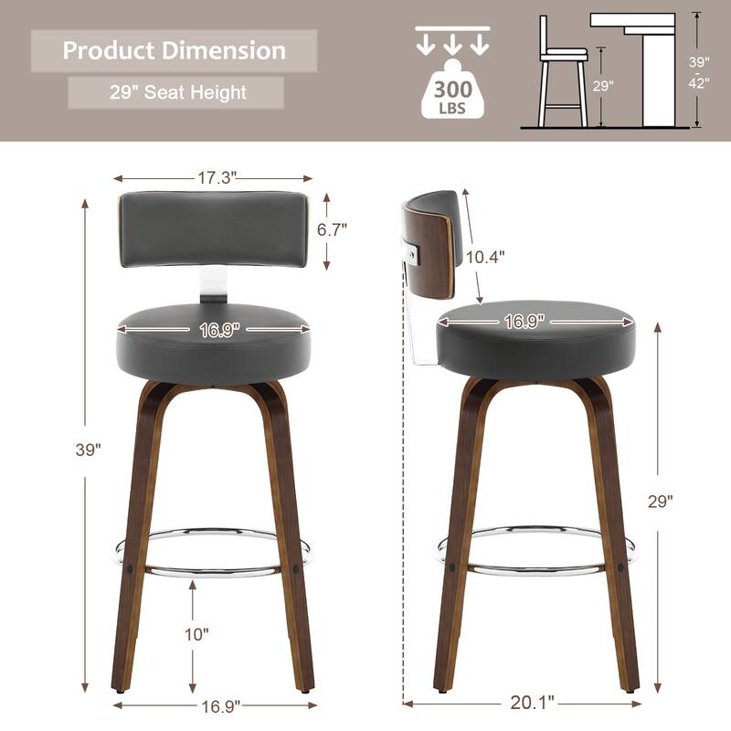 Faux Leather Upholstered Swivel Counter/ Bar Stools Set of 1/2/4