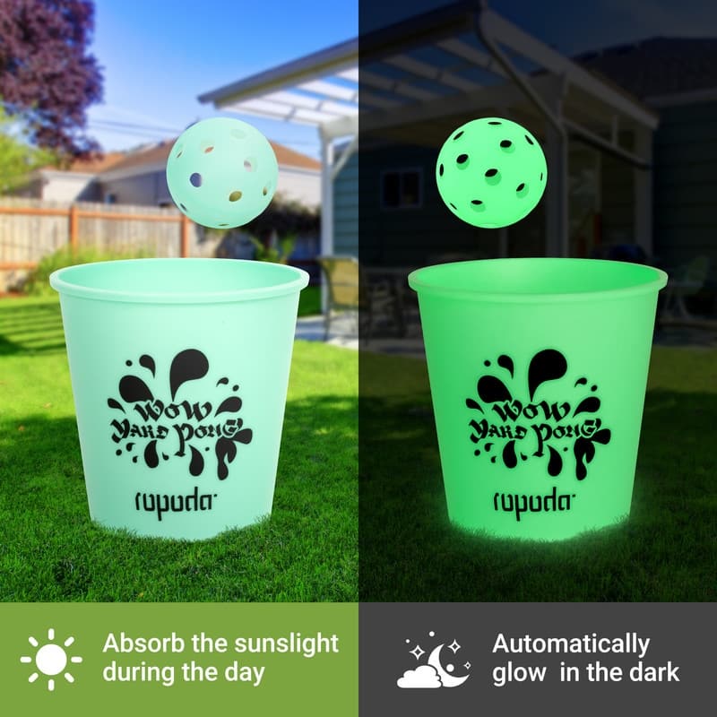ROPODA Giant Yard Pong,Yard Games with Durable Buckets and Balls, Glow in The Dark - Large