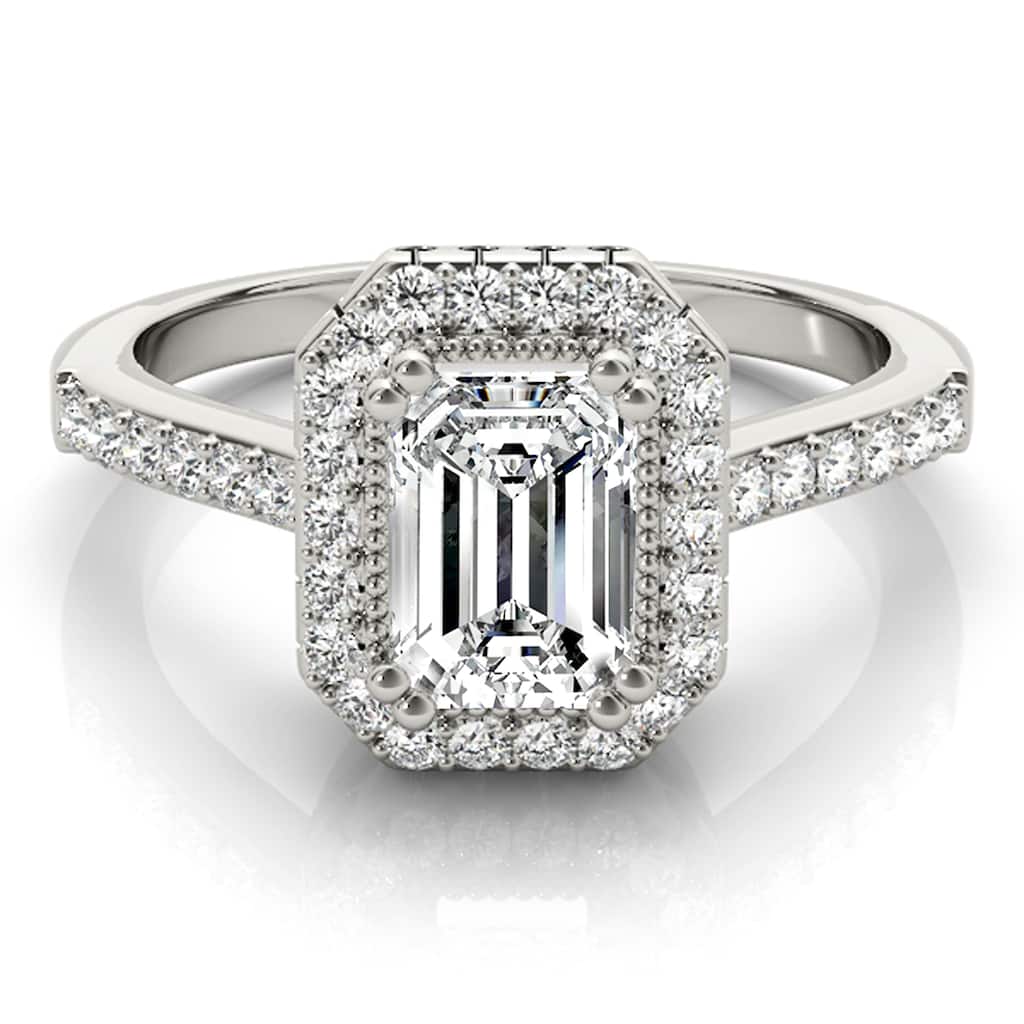 Auriya 14k White Gold Lab Grown Emerald Diamond Halo Engagement Ring 0.50 to 5.00 ct. tw. (F-G VS)