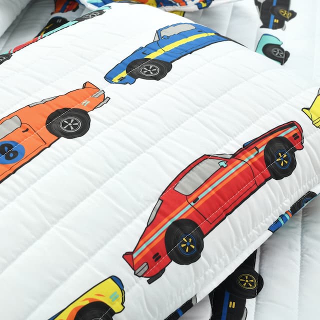 Lush Decor Race Cars Print 3-Piece Quilt Set