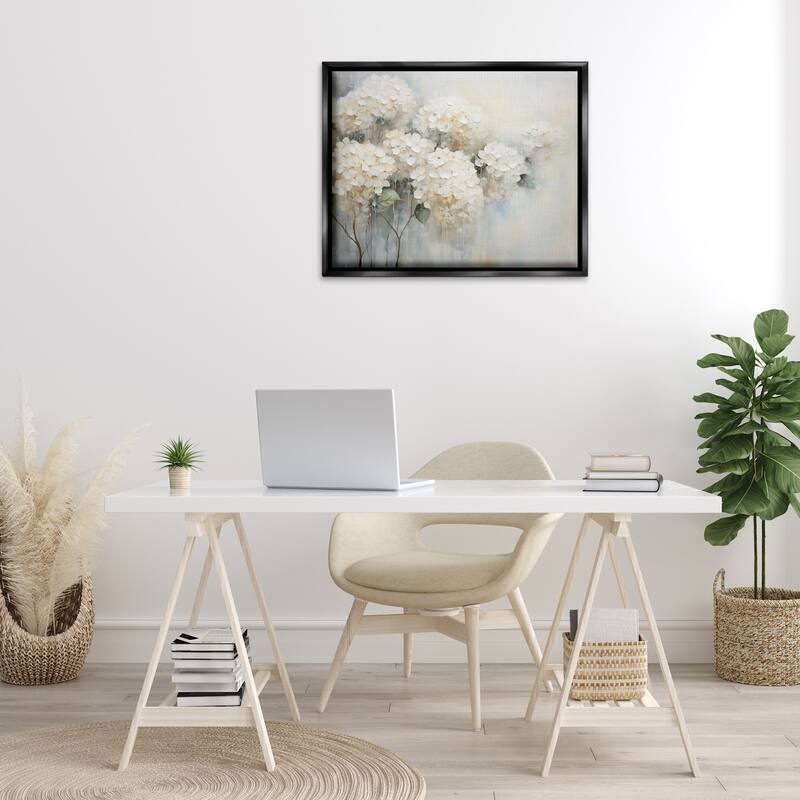 Stupell Subtle Fading White Hydrangeas Framed Floater Canvas Wall Art Design By Arlington Prints