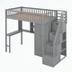 preview thumbnail 10 of 33, Twin size Loft Bed with Bookshelf,Drawers,Desk,and Wardrobe