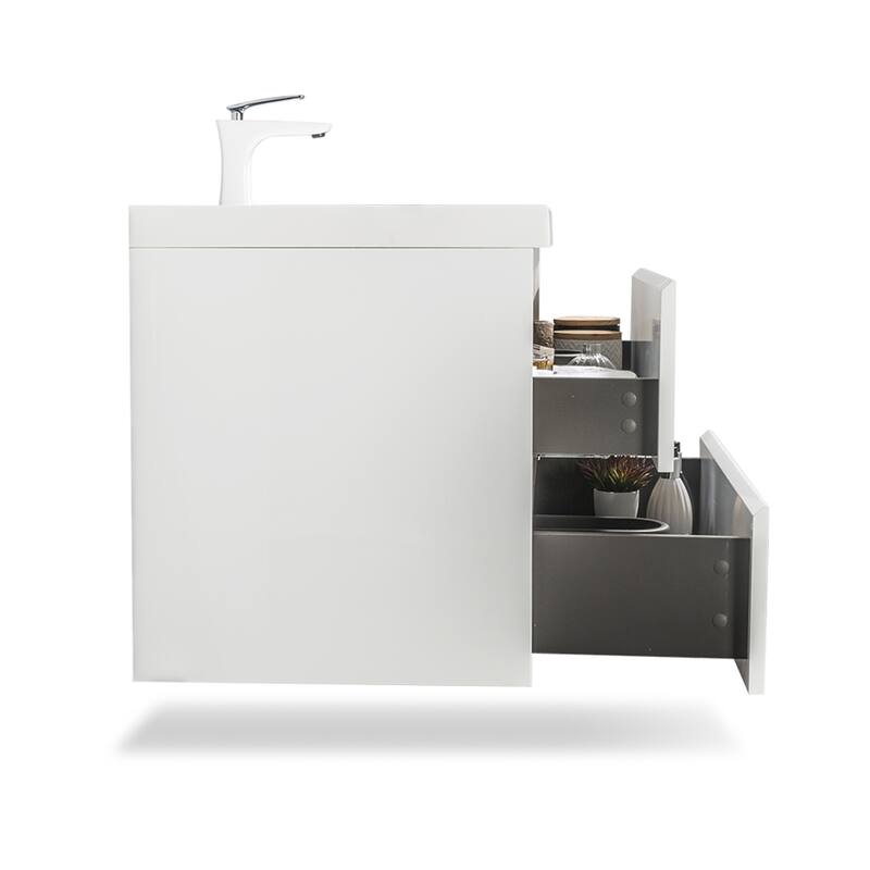 Floating Bathroom Vanity with Integrated Resin Top