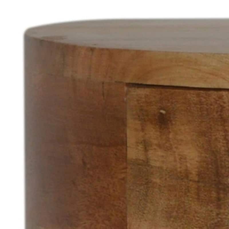 HomeRoots 16" Brown Solid Wood Round One Drawer Floating Nightstand